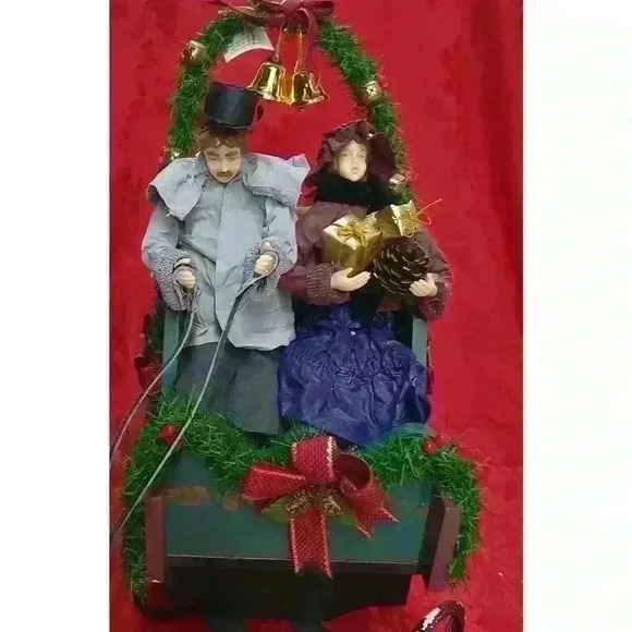 Traditions-Fabric Mache Family in Holiday Carriage - Picture 4 of 10